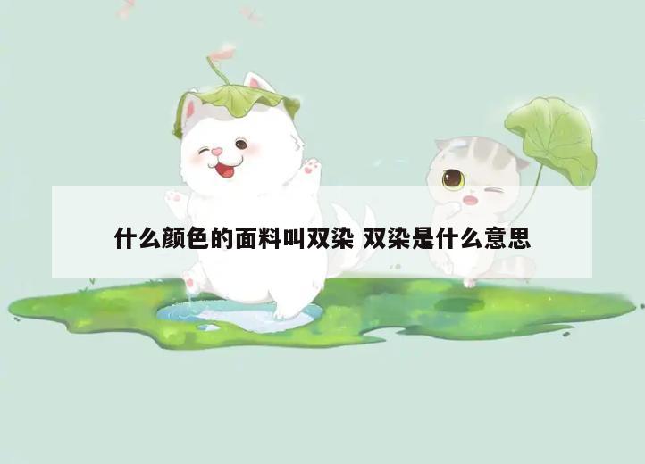 什么颜色的面料叫双染 双染是什么意思