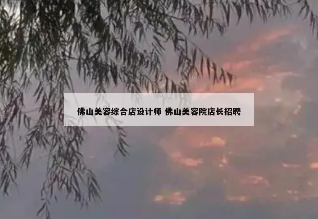 佛山美容综合店设计师 佛山美容院店长招聘